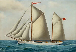 Sailing Vessels Gallery: The Fore and Aft Schooner Grovehill in Full Sail (oil on canvas)