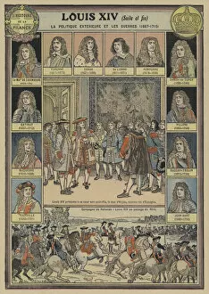 Foreign affairs and wars during the reign of Louis XIV of France, 1661-1715 (colour litho)