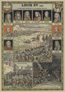 Foreign affairs and wars during the reign of Louis XV of France, 1715-1774 (colour litho) Foreign affairs and wars during the reign of Louis XV of France, 1715-1774 (colour litho)
