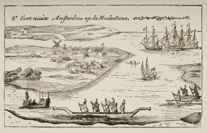 Fort and settlement of New Amsterdam on Manhattan Island in the 1620s, c.1880 (litho) Fort and settlement of New Amsterdam on Manhattan Island in the 1620s, c.1880 (litho)