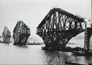 Events Collection: The Forth Bridge, under construction, 1888 (b / w photo)