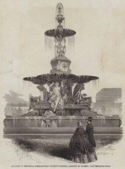 Royal Horticultural Society Gallery: Fountain in the Royal Horticultural Societys Gardens, designed by Hubert (engraving)