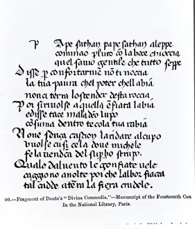Fragment of Dantes (1265-1321) Divina Commedia, illustration from Science Fragment of Dantes (1265-1321) Divina Commedia, illustration from Science