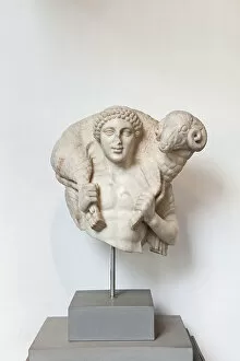 Young Boy Gallery: Fragment of statue of Hermes Kriophoros with a ram on his shoulders (marble) (see also 3930080)