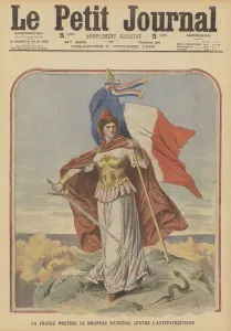 France protects the national flag against antipatriotism (colour litho) France protects the national flag against antipatriotism (colour litho)