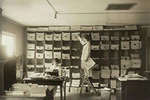Occupations Gallery: Frances Pepper (left) and Elizabeth Smith (right) Working in Office of The Suffragist