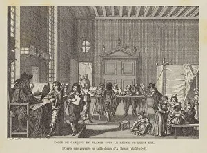 French boys school during the reign of Louis XIII (litho) French boys school during the reign of Louis XIII (litho)