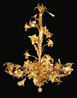 A French bronze and brass eight light chandelier, Second half 19th century (bronze A French bronze and brass eight light chandelier, Second half 19th century (bronze