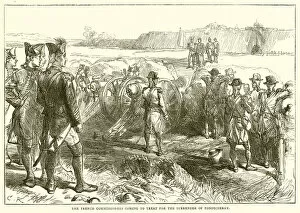 The French commissioners coming to treat for the surrender of Pondicherry (1761) (engraving)