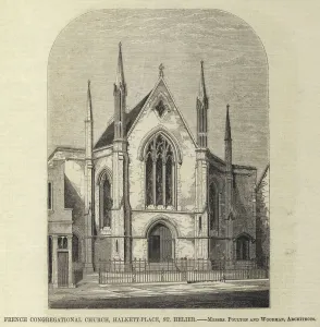 French Congregational Church, Halkett-Place, St Helier (engraving) French Congregational Church, Halkett-Place, St Helier (engraving)