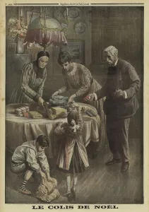 1914 1918 Wwi Ww One Gallery: French family preparing a Christmas parcel for a soldier at the front, World War I