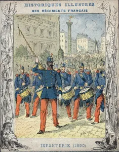 French infantry, 1890 - From a protective sleeve for school books French infantry, 1890 - From a protective sleeve for school books