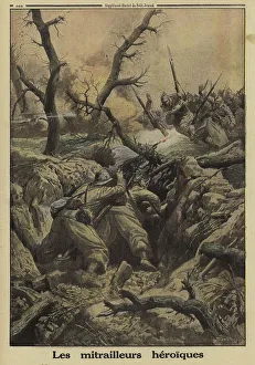 1914 1918 Wwi Ww One Gallery: French machine gunners holding off a German attack, Battle of Verdun, World War I