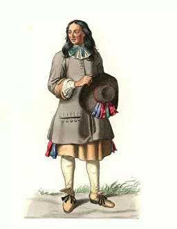 French peasant 17th century, after an engraving of 1679, by Jean Saint Jean - Lithography of an illustration by Edmond