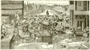 A French playing card factory in the time of Louis XIV (engraving) A French playing card factory in the time of Louis XIV (engraving)