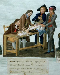 French Revolution: ' Citizens bringing shirts, shoes, stockings French Revolution: ' Citizens bringing shirts, shoes, stockings