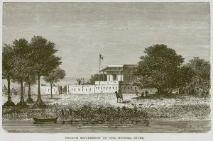 French Settlement on the Senegal River, illustration from Illustrated Travels French Settlement on the Senegal River, illustration from Illustrated Travels