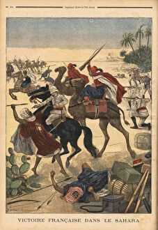 France Francais Francaise Francaises Gallery: French victory in the Sahara, a scene of combat in the desert between the army and the Tuareg rebels