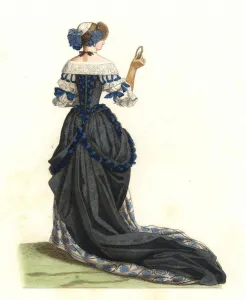 French woman in town dress, French nobility, 17th century, after an engraving by Jean Saint Jean - Lithography from an French woman in town dress, French nobility, 17th century, after an engraving by Jean Saint Jean - Lithography from an