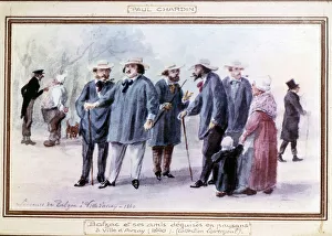 The French writer Honore de Balzac (1799-1850) and his friends disguises as peasants in The French writer Honore de Balzac (1799-1850) and his friends disguises as peasants in