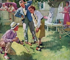 Suburbia Gallery: A Friendly Game of Croquet in a Suburban Back Yard, 1948 (screen print)