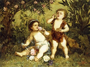 Frolicking Putti (oil on canvas)
