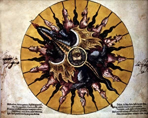 Frontispice representing a sun - in 'Astronomicum Caesarium'