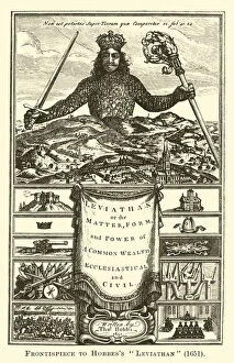 Commonwealth Gallery: Frontispiece to Hobbess Leviathan, 1651 (engraving)