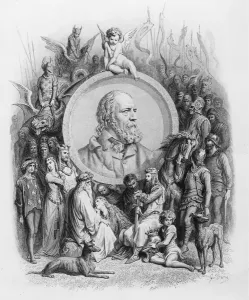 Frontispiece to Idylls of the King with a portrait of Alfred, Lord Tennyson Frontispiece to Idylls of the King with a portrait of Alfred, Lord Tennyson