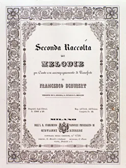 Frontispiece of musical score of a collection of Melodies by Franz Schubert Frontispiece of musical score of a collection of Melodies by Franz Schubert