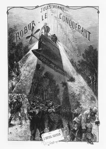 Frontispiece of Robur le Conquerant by Jules Verne (1828-1905) Paris, Hetzel Frontispiece of Robur le Conquerant by Jules Verne (1828-1905) Paris, Hetzel