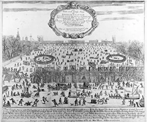 The Frost Fair of the winter of 1683-84 on the Thames, with Old London Bridge in the Distance