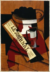 Fruit Dish, Glass and Newspaper, 1916 (oil on panel) Fruit Dish, Glass and Newspaper, 1916 (oil on panel)