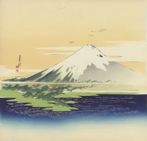 Fuji from the beach at Mio, 1900-10 (woodblock print) Fuji from the beach at Mio, 1900-10 (woodblock print)