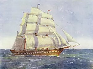 Vessel Gallery: A full-rigged sailing ship (colour litho)