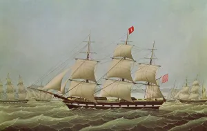 Full-rigged Ship Bremerhaven ex Rochester (colour litho) Full-rigged Ship Bremerhaven ex Rochester (colour litho)
