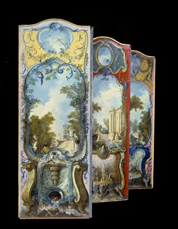 Furniture: painting screen on maroufle paper by Jacques de Lajoue (1686-1761 Furniture: painting screen on maroufle paper by Jacques de Lajoue (1686-1761