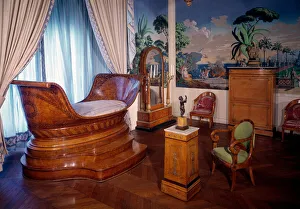 Furniture: view of a bedroom in Empire style, 19th century. Paris, Decorative Arts Furniture: view of a bedroom in Empire style, 19th century. Paris, Decorative Arts