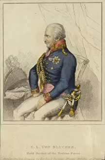 Prussian Gallery: G L von Blucher, Field Marshal of the Prussian Forces (1742-1819) (coloured engraving)