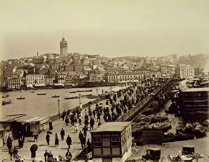 Galata Bridge over the Golden Horn, Istanbul, c.1890 (b/w photo) Galata Bridge over the Golden Horn, Istanbul, c.1890 (b/w photo)