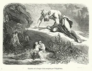 Galatee et le berger Acis surpris par Polypheme (engraving) Galatee et le berger Acis surpris par Polypheme (engraving)