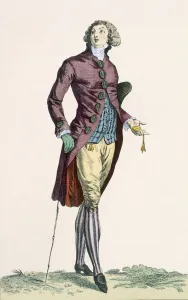 A gallant young man wearing crushed velvet outfit with covered buttons A gallant young man wearing crushed velvet outfit with covered buttons