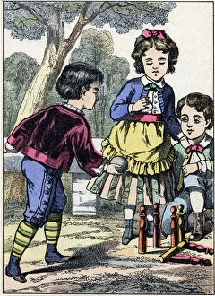 Keel Gallery: Game of bowling. Engraving from the picture album 'The games of childhood'