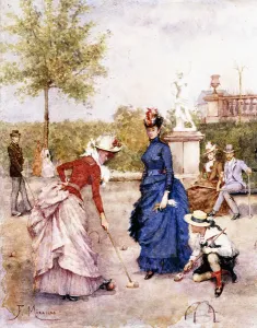 A Game of Croquet, (watercolour on paper) A Game of Croquet, (watercolour on paper)