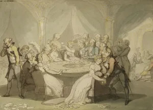 The Gaming Table, (pencil, pen and ink and watercolour) The Gaming Table, (pencil, pen and ink and watercolour)