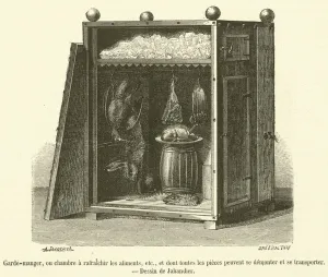 Garde-manger, ou chambre a rafraichir les aliments, etc, et dont toutes les pieces peuvent se demonter et se transporter (engraving) Garde-manger, ou chambre a rafraichir les aliments, etc, et dont toutes les pieces peuvent se demonter et se transporter (engraving)