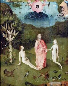 The Garden of Earthly Delights: The Garden of Eden, left wing of triptych, c.1500 The Garden of Earthly Delights: The Garden of Eden, left wing of triptych, c.1500