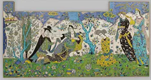 Garden Gathering, 1640-50 (stonepaste, painted and glazed) Garden Gathering, 1640-50 (stonepaste, painted and glazed)