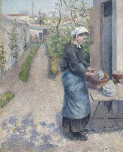 In the Garden at Pontoise: A Young Woman Washing Dishes, 1882 (oil on canvas) In the Garden at Pontoise: A Young Woman Washing Dishes, 1882 (oil on canvas)