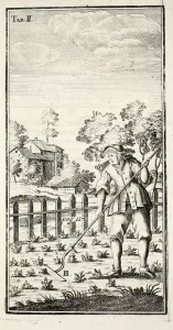 Gardener Hoeing, pub. Erfurt in Thuringia, 1753-55 (engraving) Gardener Hoeing, pub. Erfurt in Thuringia, 1753-55 (engraving)